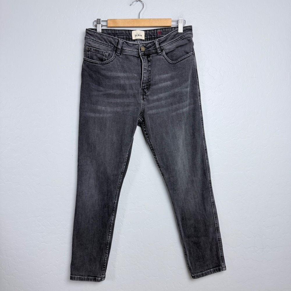 Sezane Denim Slim Leg High Waisted Faded Black Jeans Size 31
